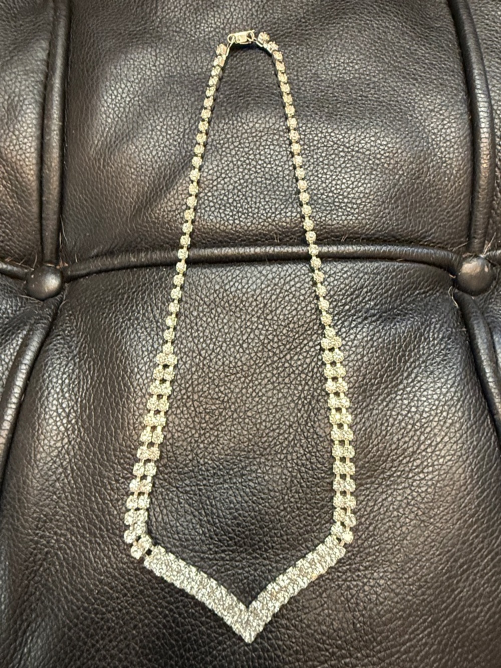 Rhinestone V-Shaped Statement Necklace
